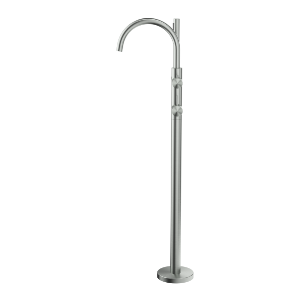 Bella Vista Mica Floorstanding Bath Spout with Mixer and Handshower - Brushed Nickel