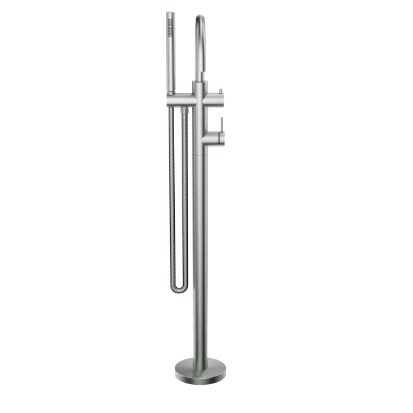 Bella Vista Mica Floorstanding Bath Spout with Mixer and Handshower - Brushed Nickel