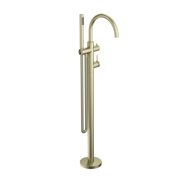 Bella Vista Mica Floorstanding Bath Spout with Mixer and Handshower - French Gold