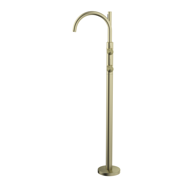Bella Vista Mica Floorstanding Bath Spout with Mixer and Handshower - French Gold
