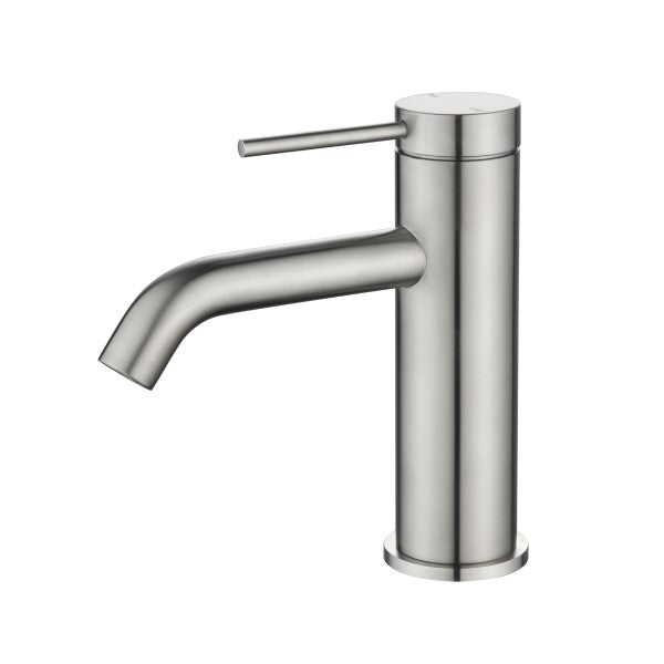 Bella Vista Mica Basin Mixer Curved Spout - Brushed Nickel