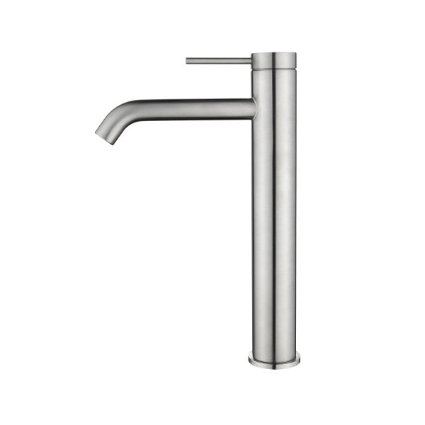 Bella Vista Mica Tall Basin Mixer Curved Spout - Brushed Nickel