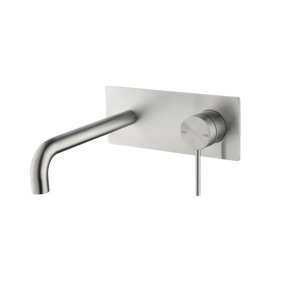 Bella Vista Mica Wall 180mm Basin / Bath Mixer Curved Spout - Brushed Nickel