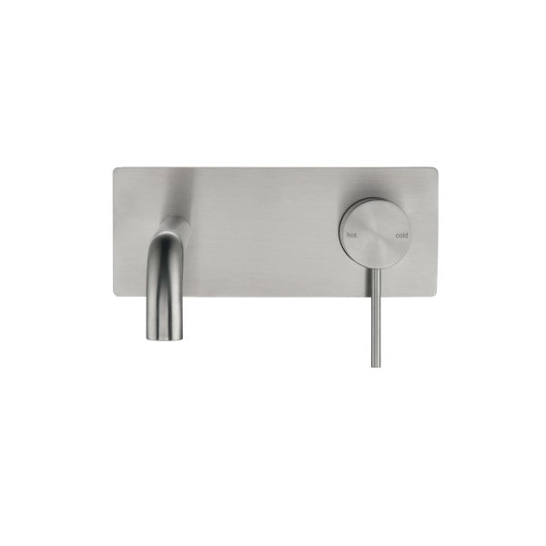 Bella Vista Mica Wall 180mm Basin / Bath Mixer Curved Spout - Brushed Nickel