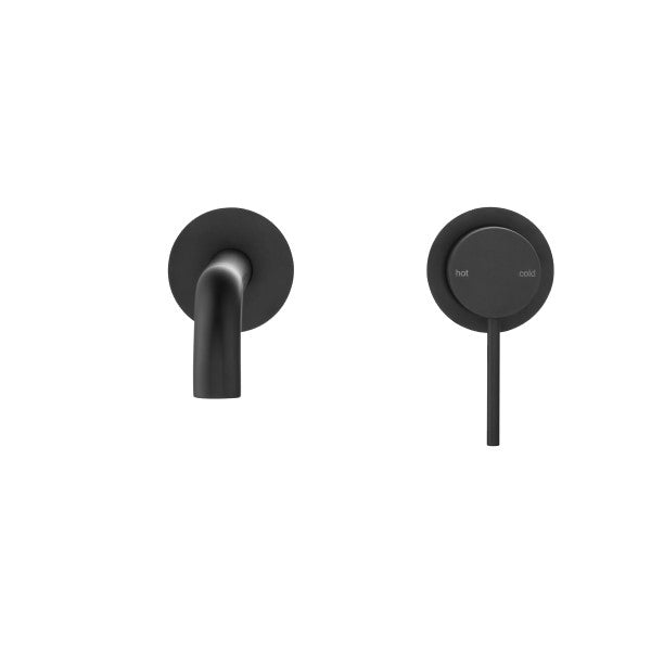 Bella Vista Mica Wall 180mm Basin / Bath Mixer Curved Spout - Matte Black (Seperate Backlate)