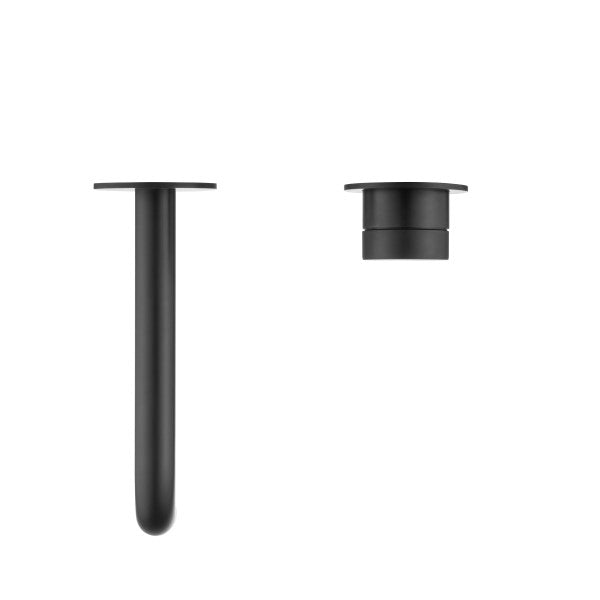 Bella Vista Mica Wall 180mm Basin / Bath Mixer Curved Spout - Matte Black (Seperate Backlate)