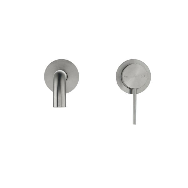 Bella Vista Mica Wall 180mm Basin / Bath Mixer Curved Spout - Brushed Nickel (Separate Backplate)