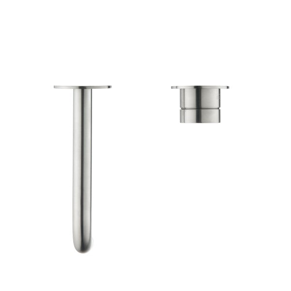 Bella Vista Mica Wall 180mm Basin / Bath Mixer Curved Spout - Brushed Nickel (Separate Backplate)