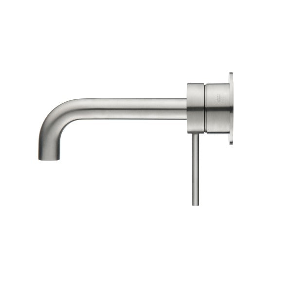 Bella Vista Mica Wall 180mm Basin / Bath Mixer Curved Spout - Brushed Nickel (Separate Backplate)