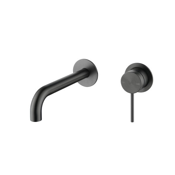 Bella Vista Mica Wall 180mm Basin / Bath Mixer Curved Spout - Gunmetal (Separate Backlate)