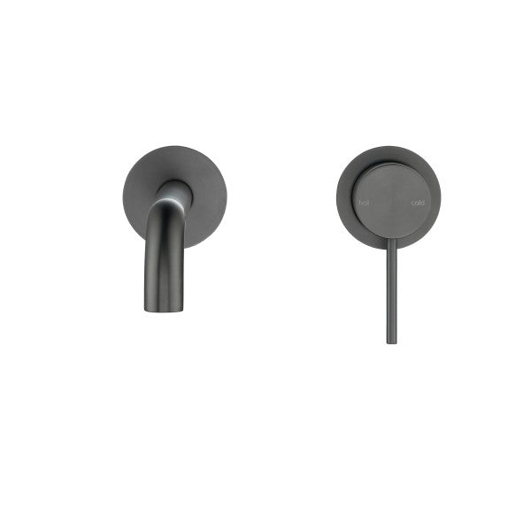 Bella Vista Mica Wall 180mm Basin / Bath Mixer Curved Spout - Gunmetal (Separate Backlate)