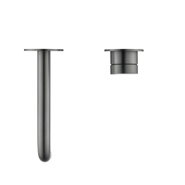 Bella Vista Mica Wall 180mm Basin / Bath Mixer Curved Spout - Gunmetal (Separate Backlate)