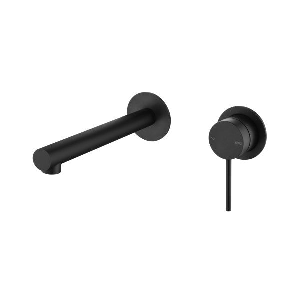 Bella Vista Mica Wall 180mm Basin / Bath Mixer Straight Spout - Matte Black (Seperate Backplate)