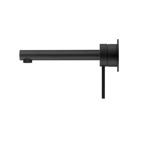 Bella Vista Mica Wall 180mm Basin / Bath Mixer Straight Spout - Matte Black (Seperate Backplate)