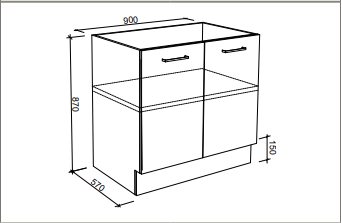 Modular Laundry 900mm Base Cabinet - 2 Doors