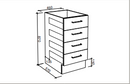 Modular Laundry 450mm Base Cabinet - 4 Drawers