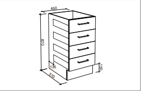 Modular Laundry 450mm Base Cabinet - 4 Drawers