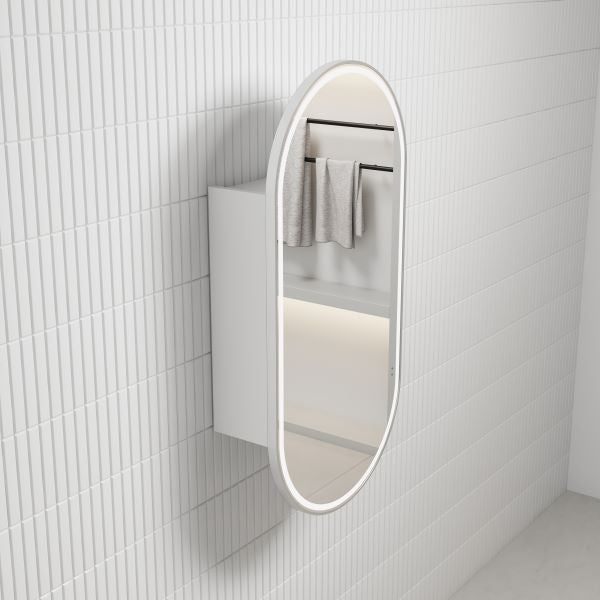Aulic Beau Monde LED Shaving Cabinet - Matte White, Multiple Options