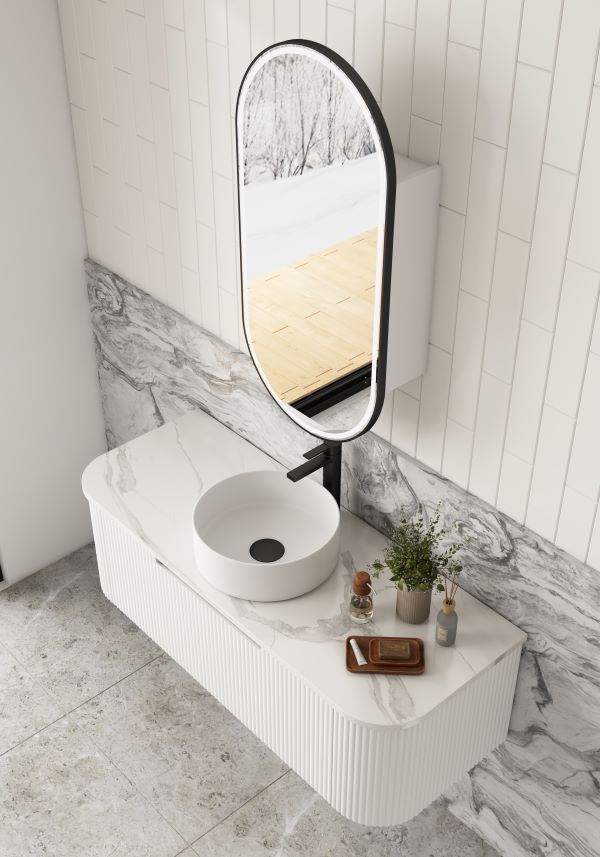 Aulic Beau Monde LED Shaving Cabinet - Matte White, Multiple Options