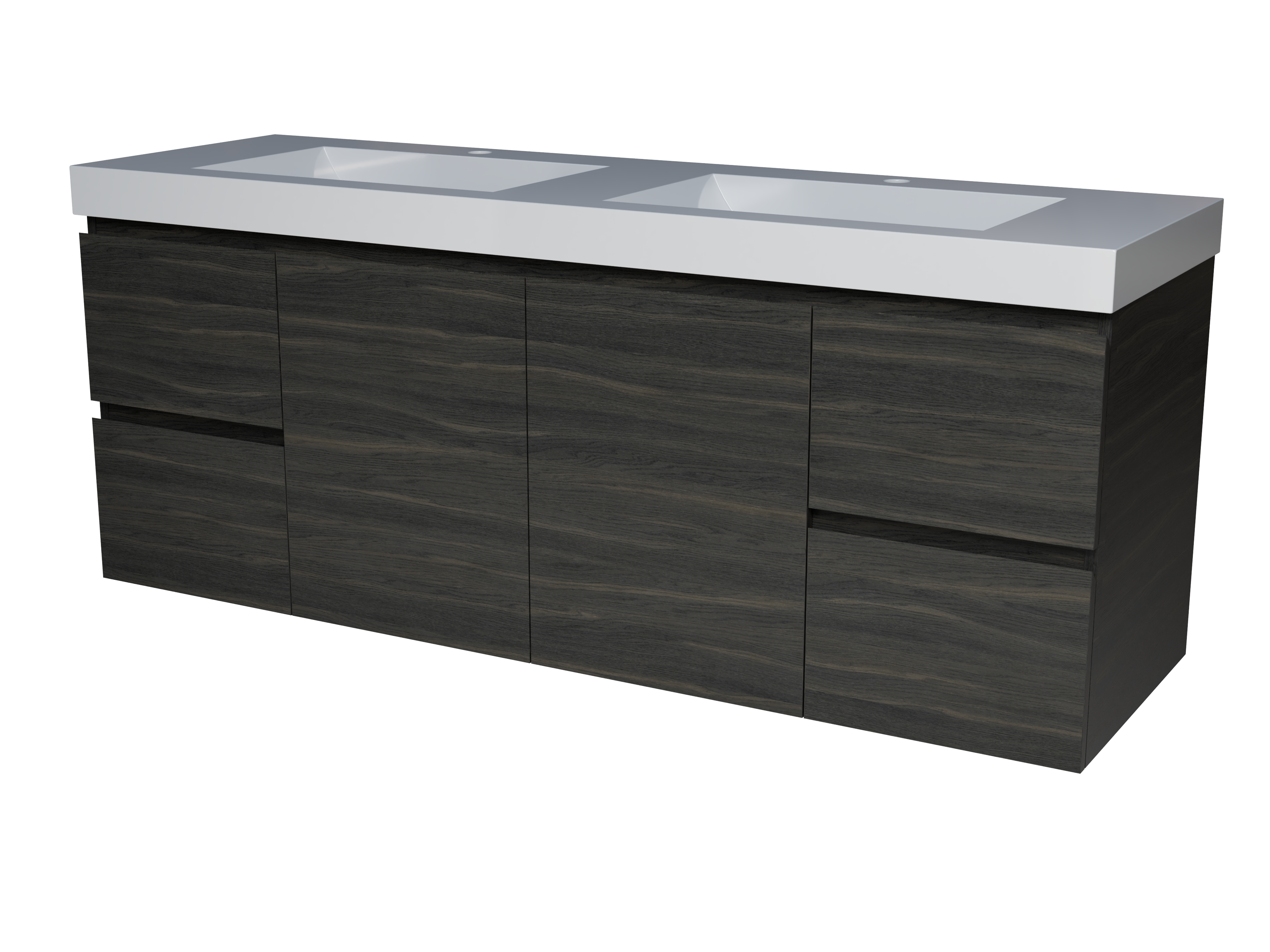 Carlo Vanity 1500mm Double Bowl 70mm Grand Top Wall Hung