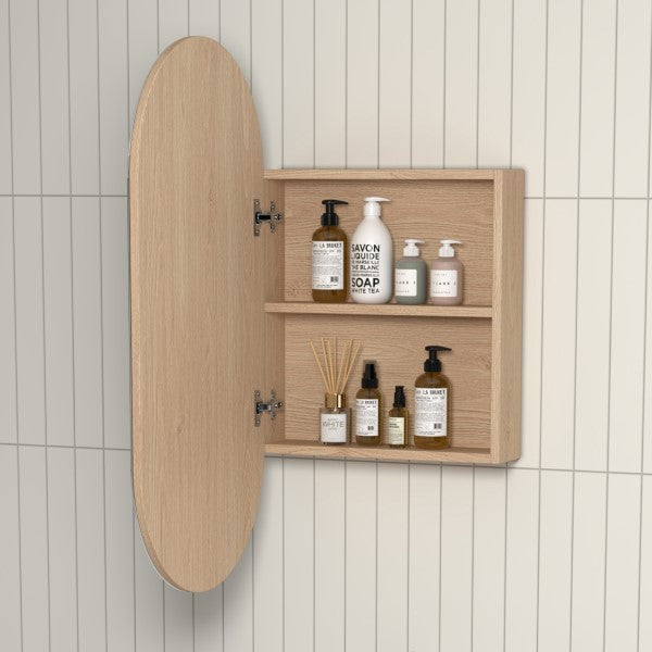Bubble Mirrored Pill Shaving Cabinet Soft Oak - 450mm