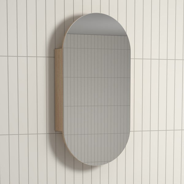 Bubble Mirrored Pill Shaving Cabinet Soft Oak - 450mm