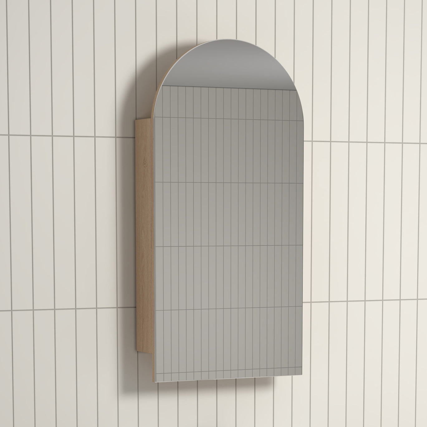 Cathedral Arch Mirrored Shaving Cabinet Soft Oak - 450 x 900mm