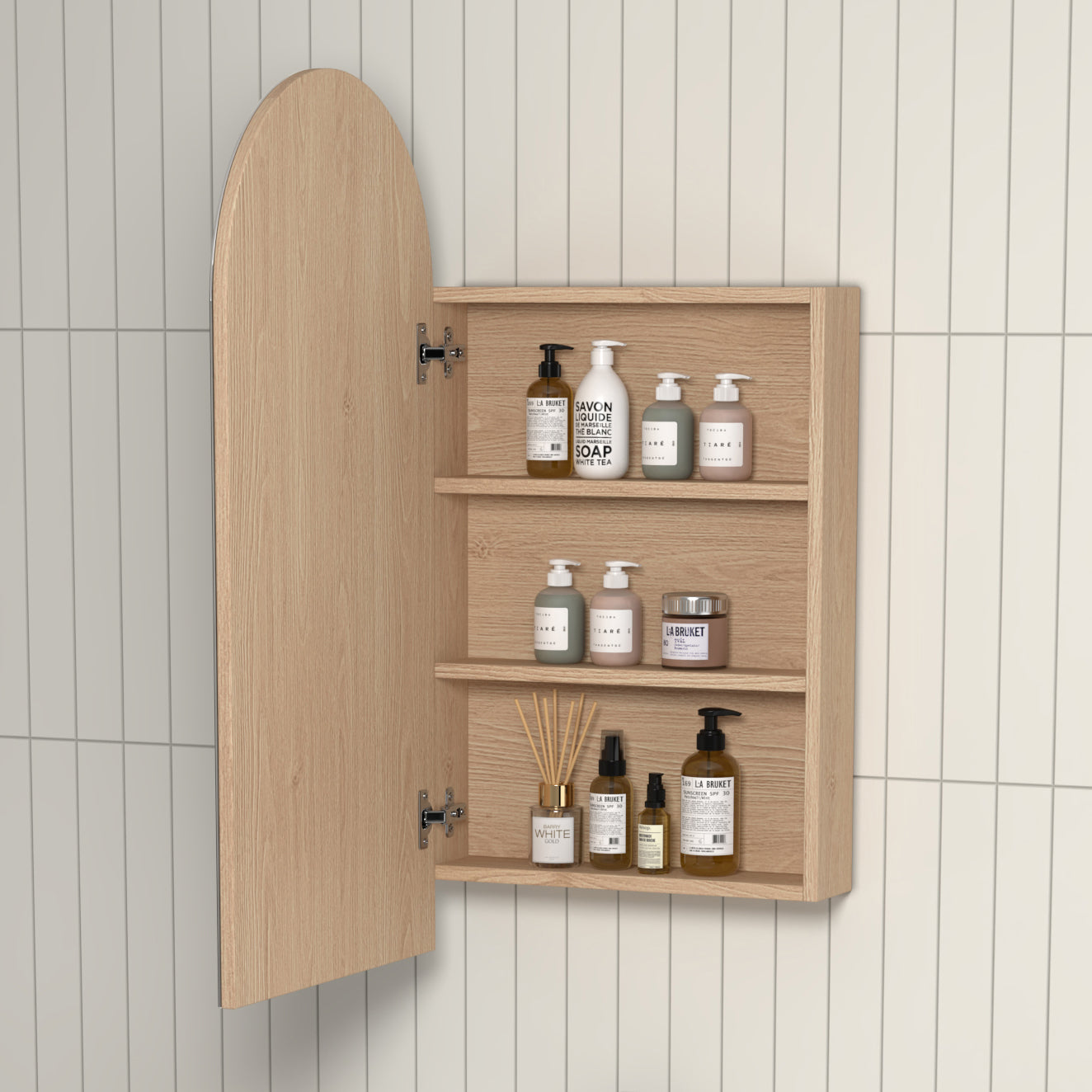 Cathedral Arch Mirrored Shaving Cabinet Soft Oak - 450 x 900mm