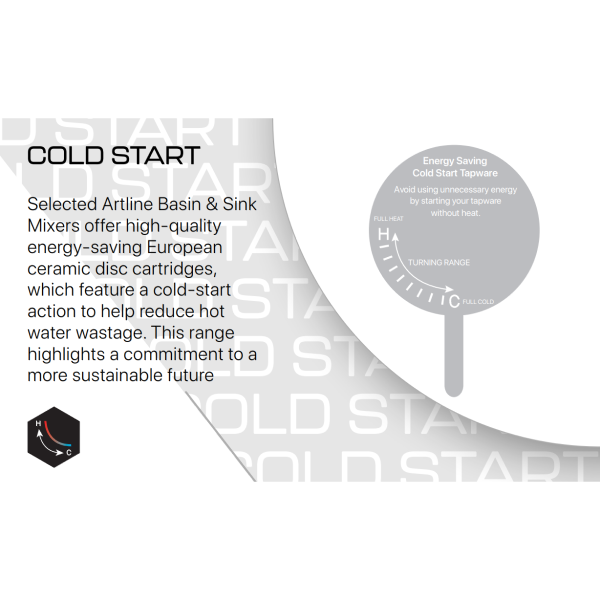 Artline Cold Start Basin Mixer, Matte Black