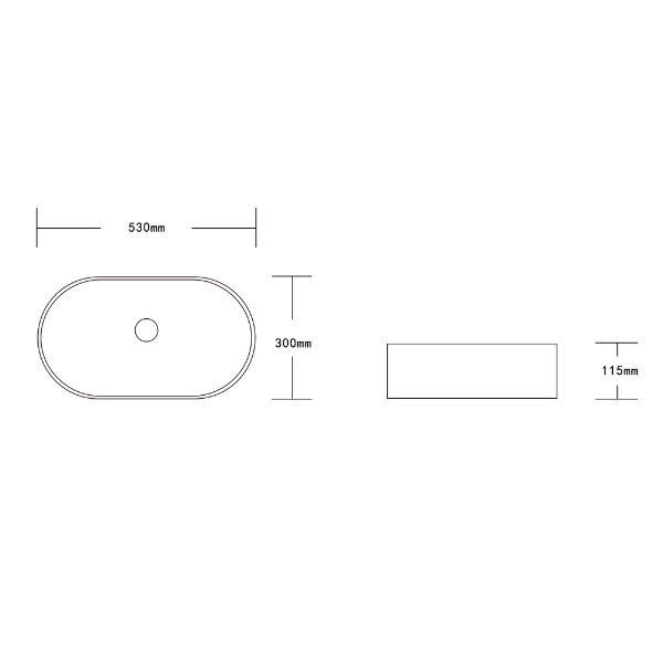 Essence Saxony Oval Counter Top Basin 530mm x 300mm, White Gloss