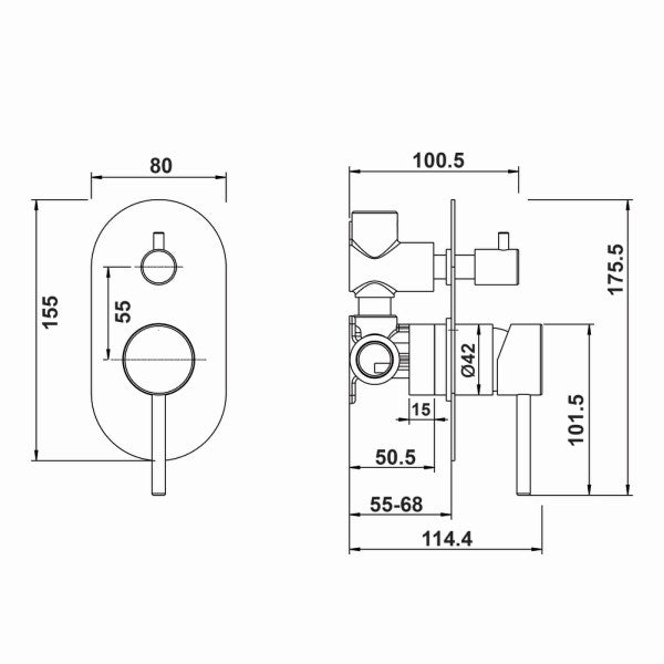 Artline Shower Mixer with Diverter, Matte Black