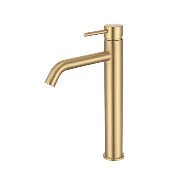 Artline Cold Start Hi Rise Basin Mixer, Brushed Gold