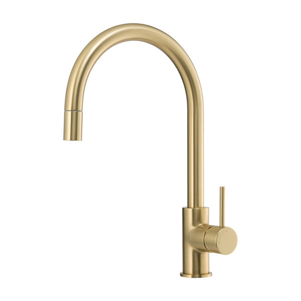 Artline Cold Start Pull Out Sink Mixer, Brushed Gold