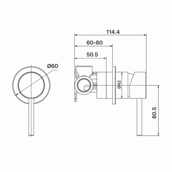 Artline Shower Mixer 60mm Backplate, Matte Black