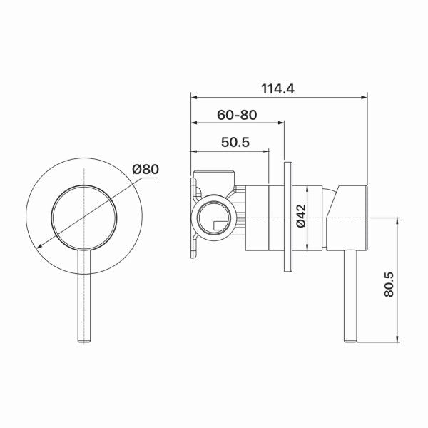 Artline Shower Mixer 80mm Backplate, Chrome