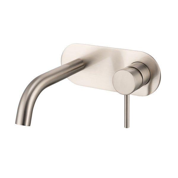Artline Wall Basin/Bath Mixer with Backplate, Brushed Nickel