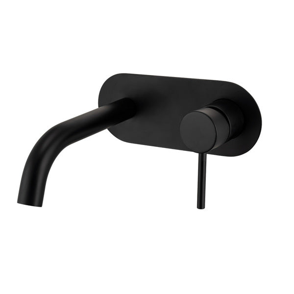 Artline Wall Basin/Bath Mixer with Backplate, Matte Black