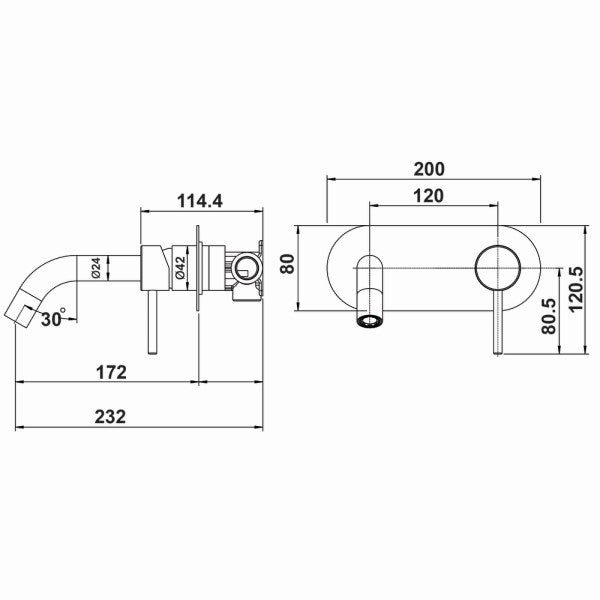 Artline Wall Basin/Bath Mixer with Backplate, Brushed Nickel