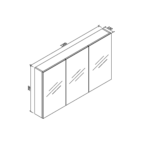 Scenery Pencil Edge Mirrored Shaving Cabinet 1200mm - Soft Oak