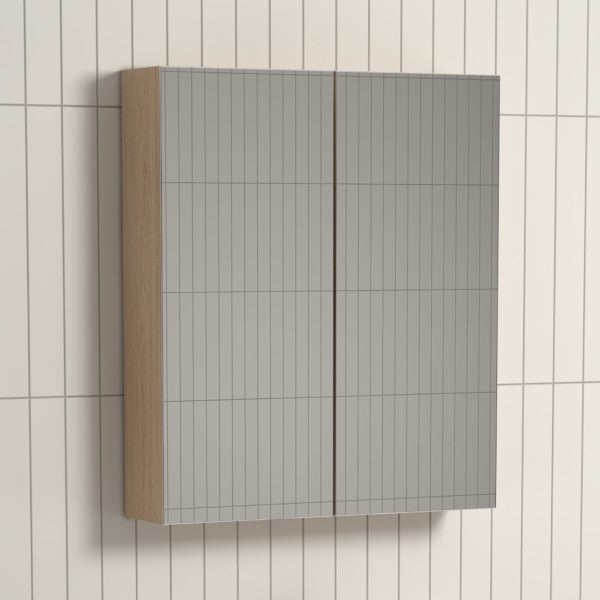 Scenery Pencil Edge Mirrored Shaving Cabinet 600mm - Soft Oak