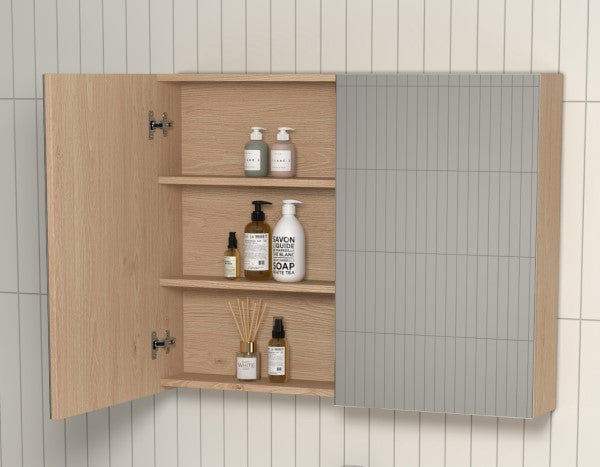 Scenery Pencil Edge Mirrored Shaving Cabinet 900mm - Soft Oak