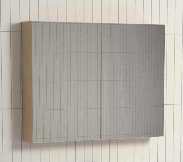 Scenery Pencil Edge Mirrored Shaving Cabinet 900mm - Soft Oak