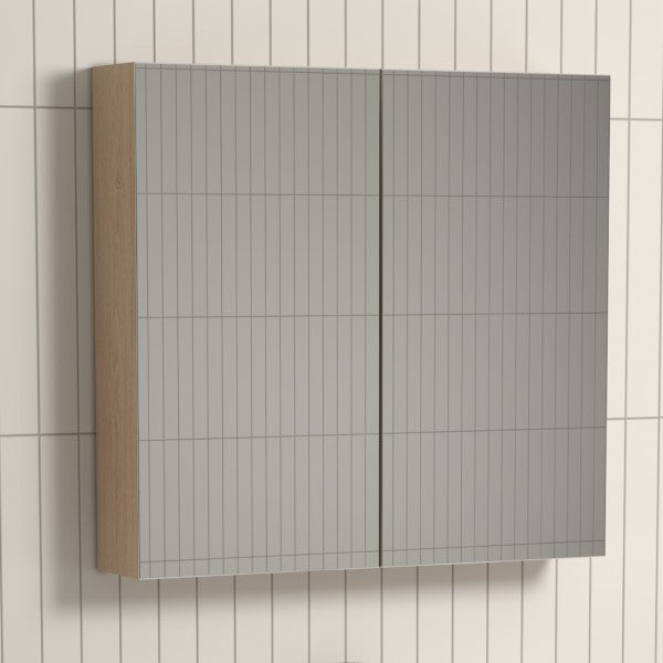 Scenery Pencil Edge Mirrored Shaving Cabinet 750mm - Soft Oak