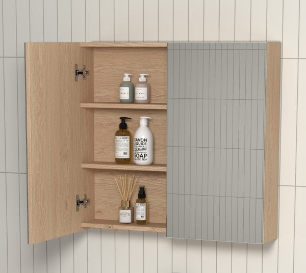 Scenery Pencil Edge Mirrored Shaving Cabinet 750mm - Soft Oak