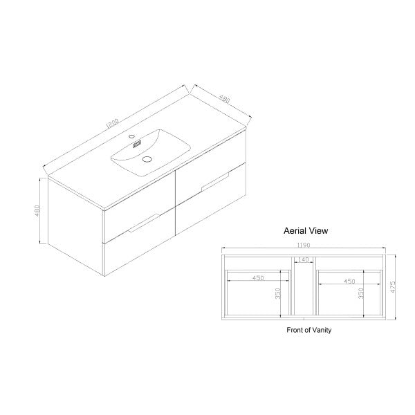 Trafalgar 1200mm Wall Hung Vanity Unit