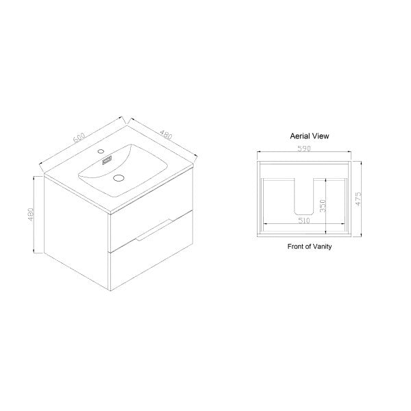 Trafalgar 600mm Wall Hung Vanity Unit