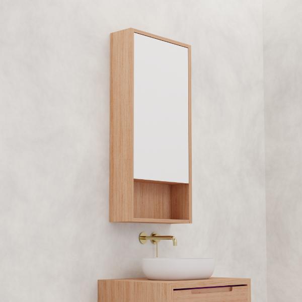 FABF Carini 450mm Shaving Cabinet Solid Timber, Vic Ash