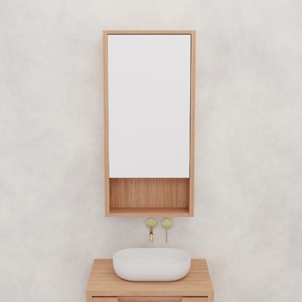 FABF Carini 450mm Shaving Cabinet Solid Timber, Vic Ash
