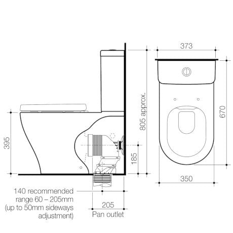 Caroma Luna Cleanflush Wall Faced Toilet Suite