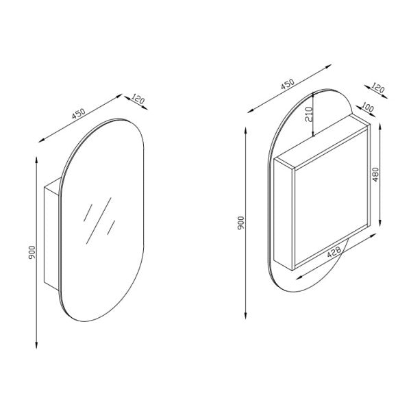 Bubble Mirrored Pill Shaving Cabinet - 450mm